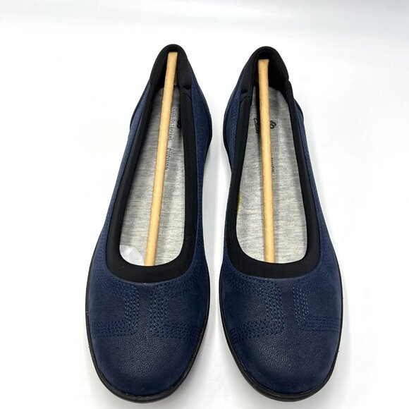 Clarks Womens Size 6 Ayla Low Blue Black Slip On Comfort Flats Loafers Shoes - Picture 3 of 14